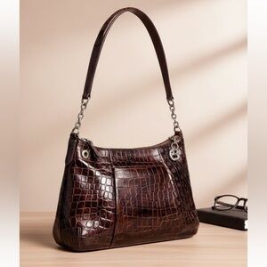 Brighton Brown Crocodile Leather Shoulder Purse
